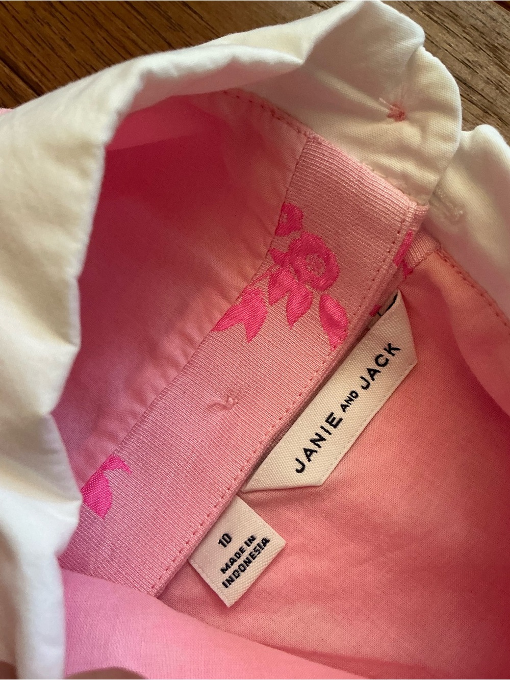 Janie and Jack Pink Floral Dress, White Collar, size 10 - Picture 7 of 7